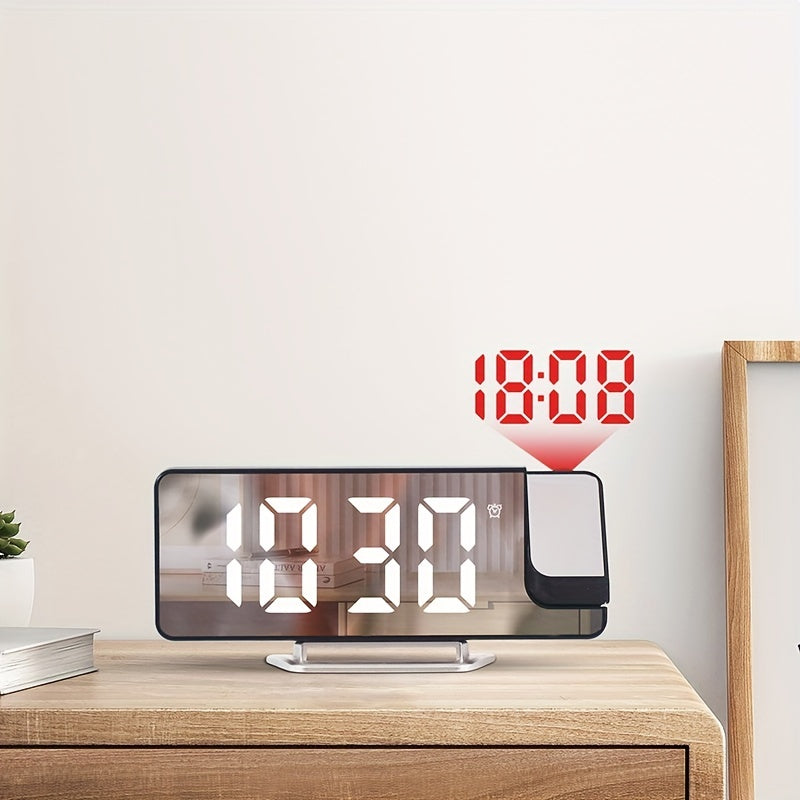 Digital Alarm Clock with Projection and Temperature Display USB Powered Plastic Frame