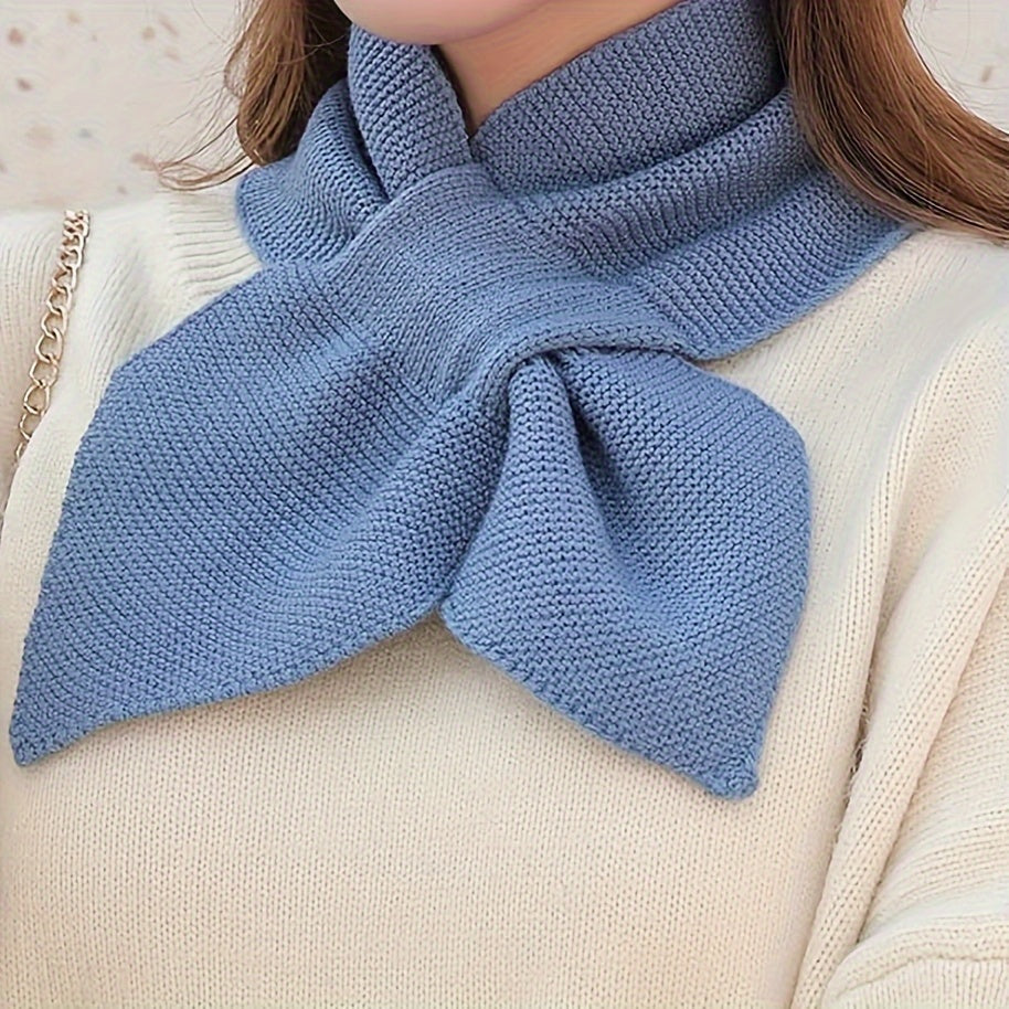 Ayollar uchun qattiq rangli to'qilgan o'zaro bog'langan sharf, qishki issiq aksessuar