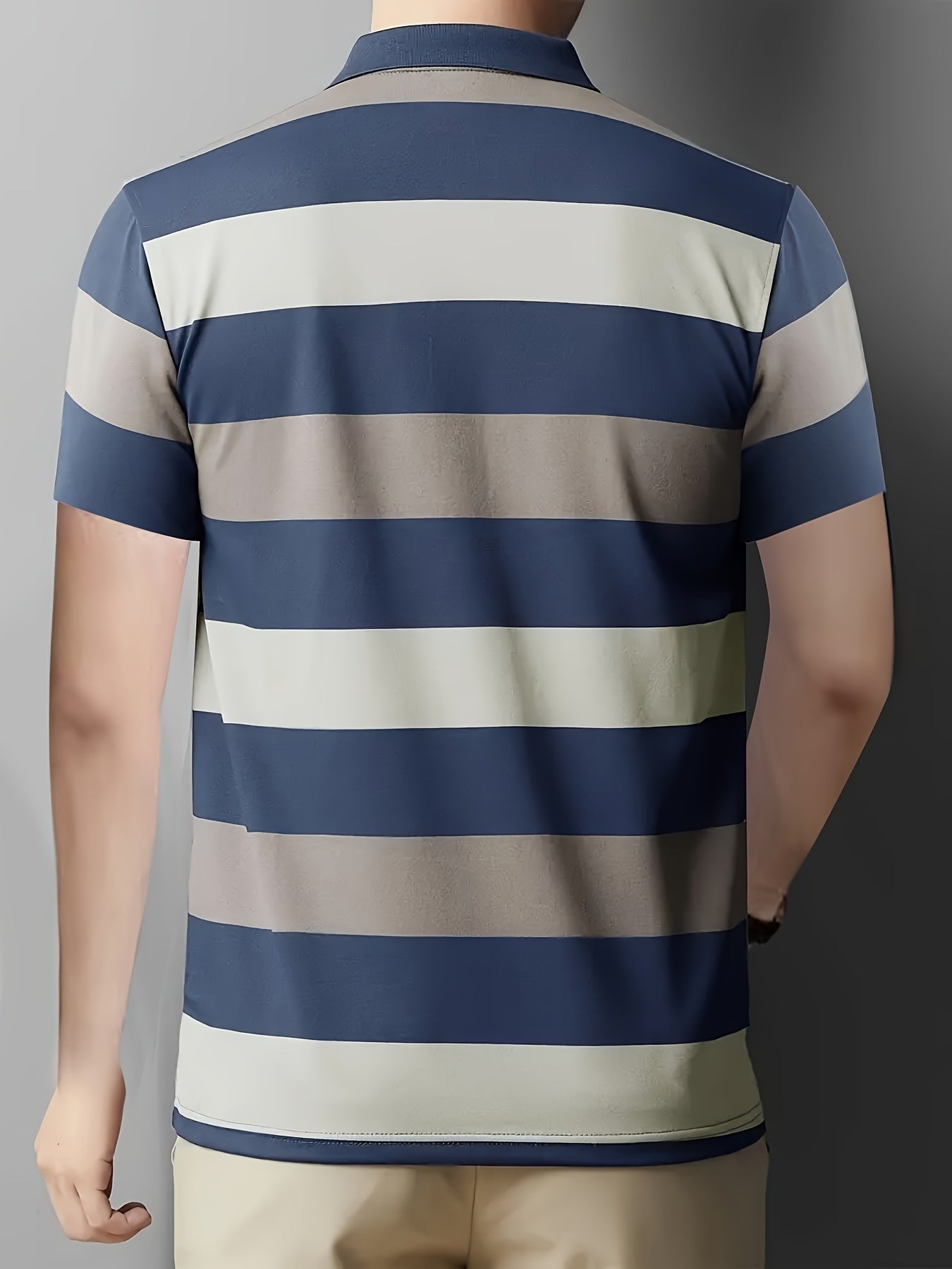 Men's Casual Colorful Striped Shirt Polyester Spring Summer Regular Fit