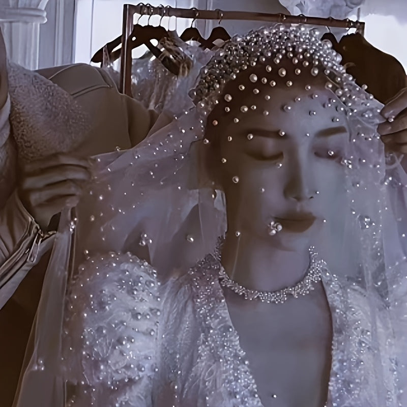 Свадебная фата с длинным шлейфом, украшенная бисером, для поездки и фотосессии