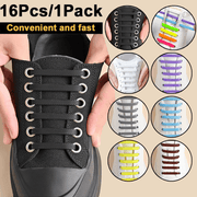 16pcs Silicone Elastic Shoelaces for Sports and Casual Shoes Durable PVC