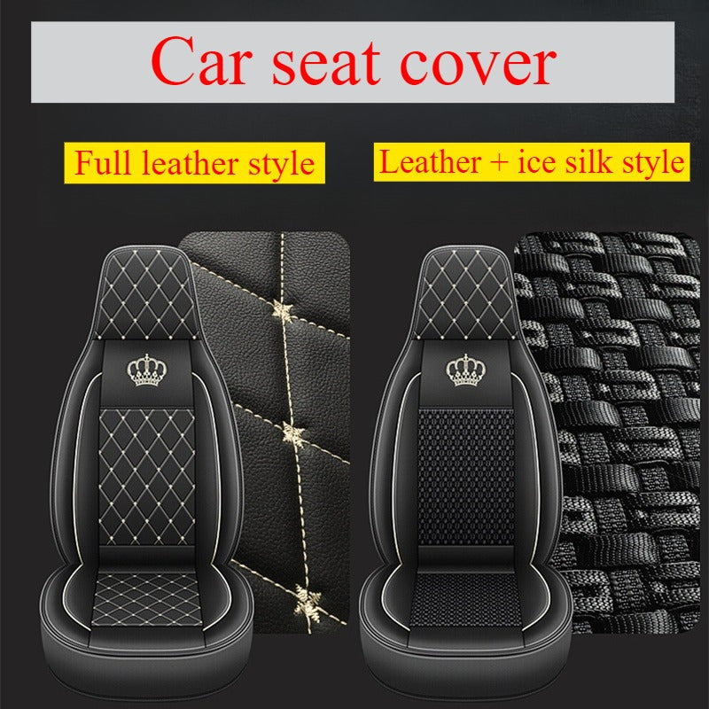 Universal Car Seat Cover Leather Cushion for All-Weather Black White Full Size