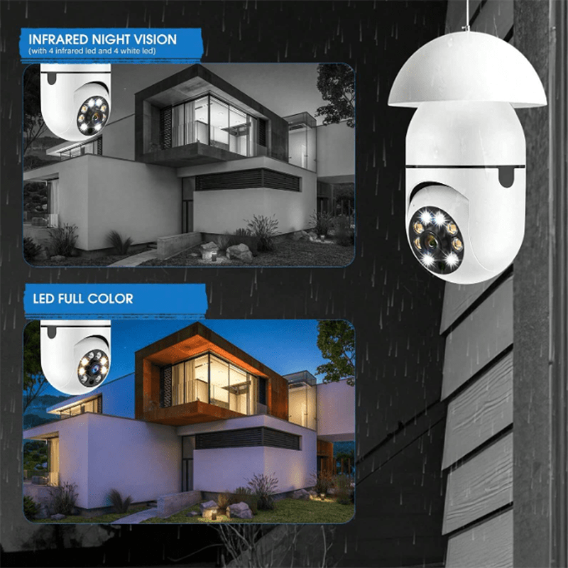 Smart WiFi Security Camera 360° Panoramic Indoor CCTV with Motion Detection Two-Way Audio E27 Compatible
