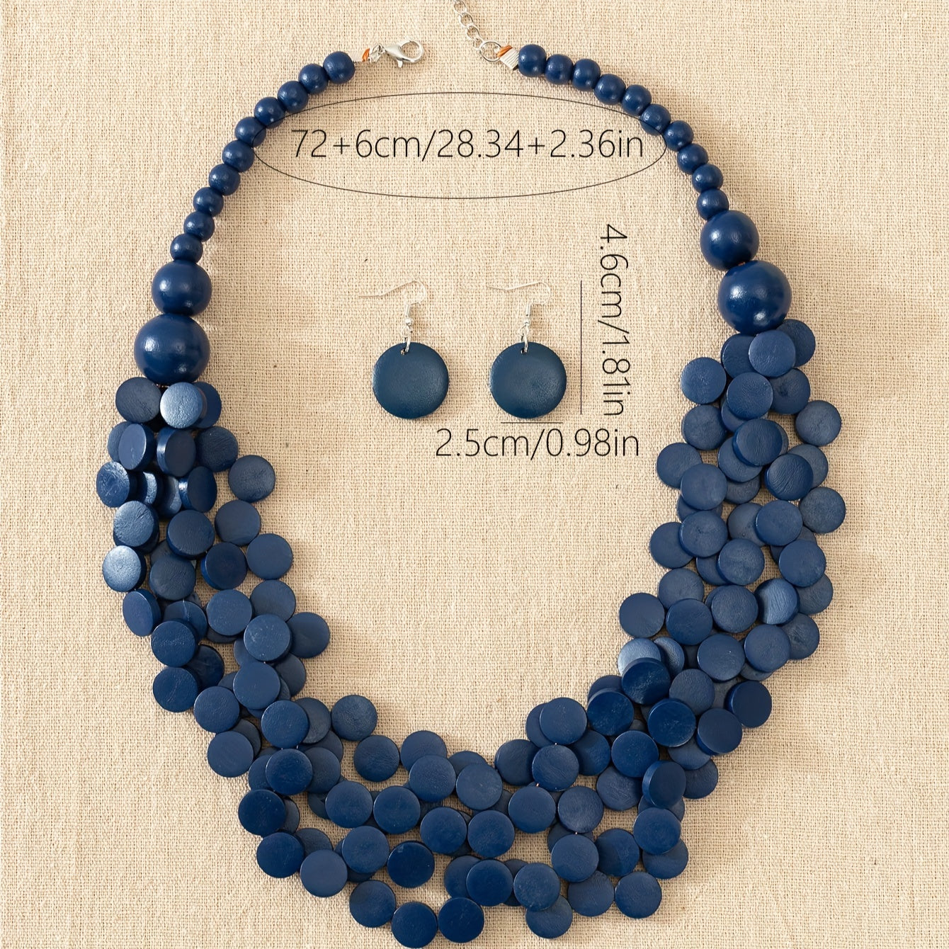 Wooden Boho Style Jewelry Set with Earrings and Necklace for Women