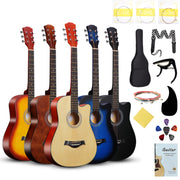 38-Inch Acoustic Guitar Starter Kit for Beginners with Backpack Strap Capo Picks Strings Cloth