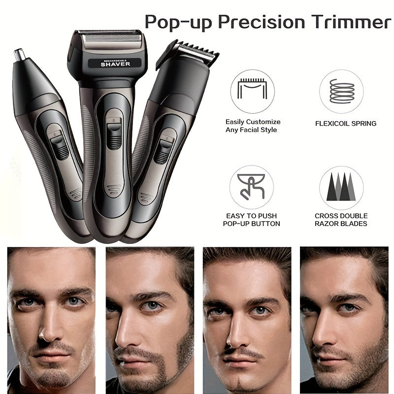 Men's Rechargeable Foil Electric Razor and Trimmer Kit