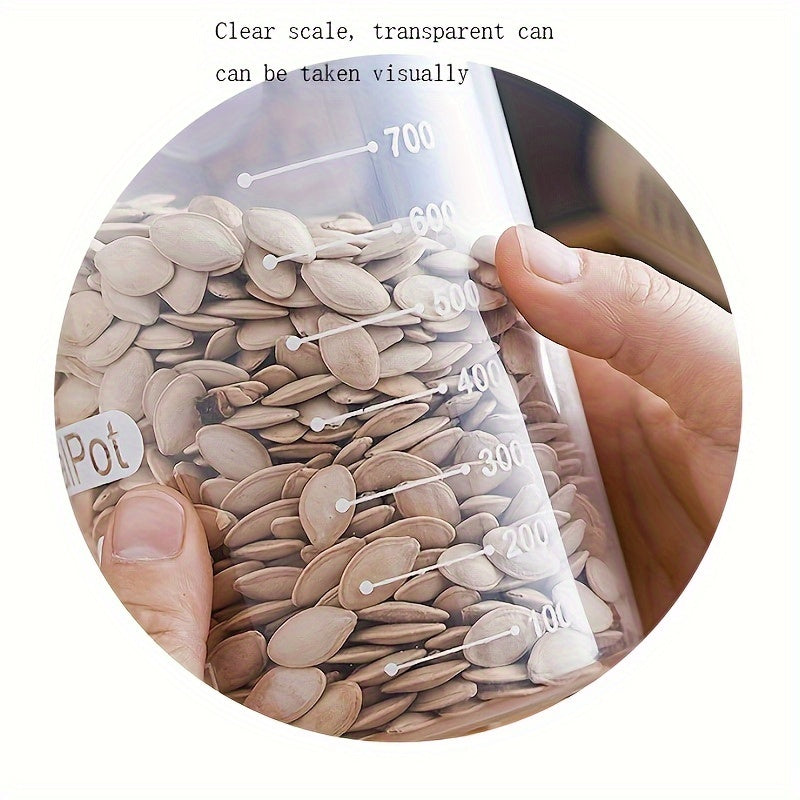 Contenedor de almacenamiento de plástico transparente de 1000ml, recipiente redondo reutilizable y hermético