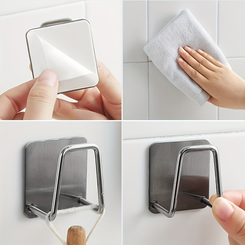 Juego de estantes para ollas de acero inoxidable de montaje en pared con escurridor para fregadero, soporte para esponjas y ganchos para almacenamiento en cocina y baño