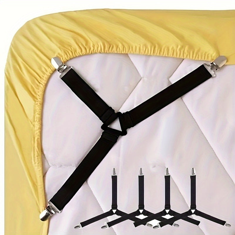 Adjustable Bed Sheet Holders with Metal Clips 1 or 2 Pack Elastic Fasteners for Mattress and Sofa
