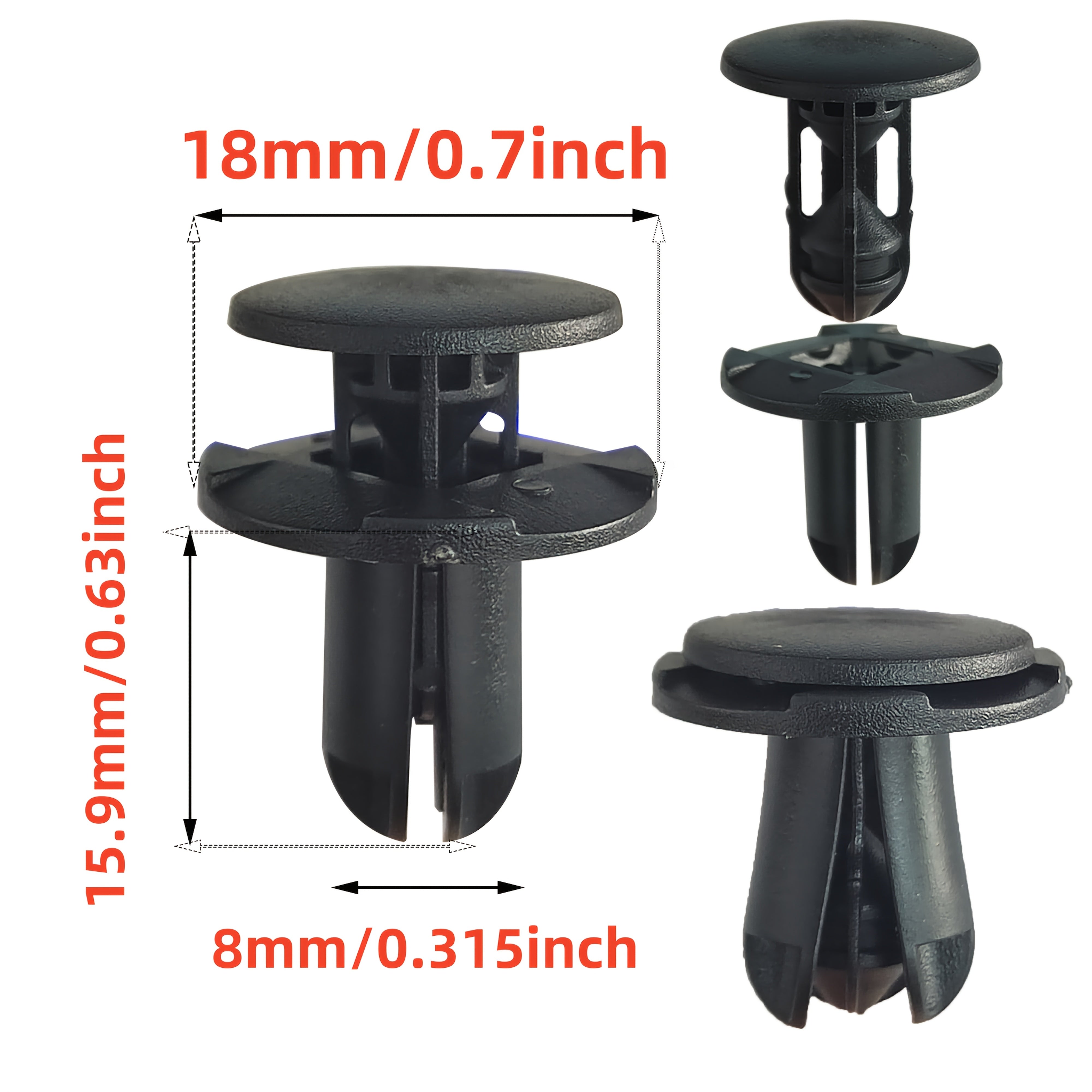 Pack de 10/30/50 Clips de retención de panel de revestimiento de carrocería de plástico de tipo empuje