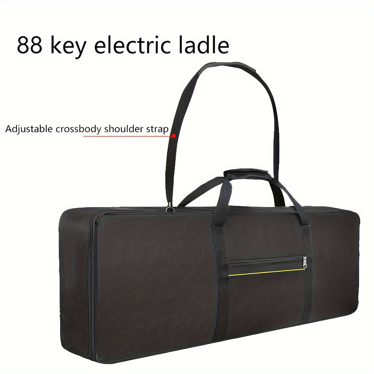 10mm Oxford Nylon Keyboard Bag with Full Cover, Padded Shoulder Straps, Zippered Pockets, Reflective Strips Black