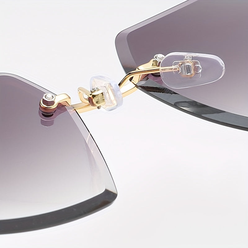 Square Rimless Sunglasses Women Gradient Lenses Casual Beach Party