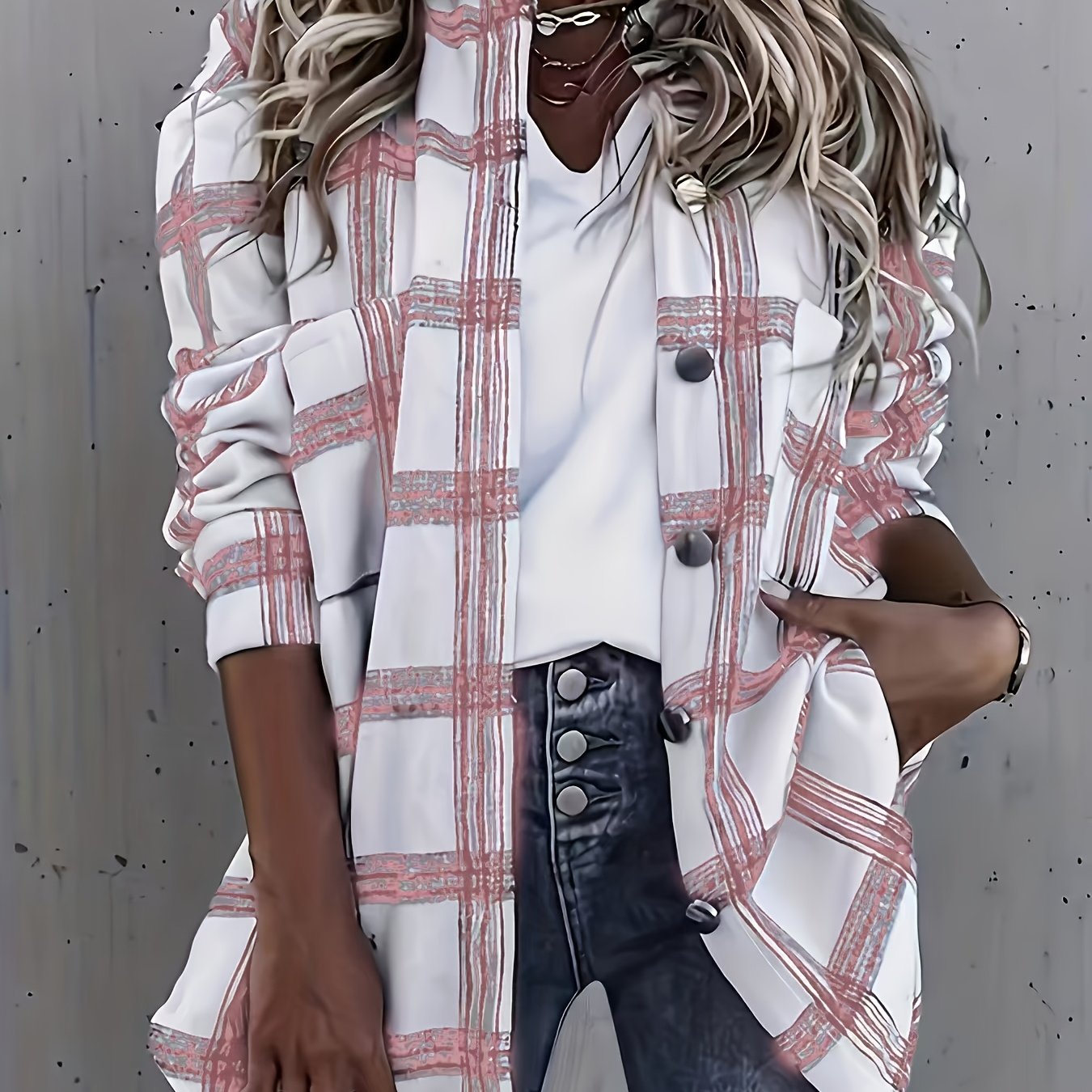 Women's Plaid Casual Button Long Sleeve Shirt Spring Summer Washable