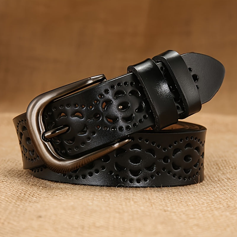 Women's Genuine Leather Belt with Needle Buckle for Jeans and Skirts