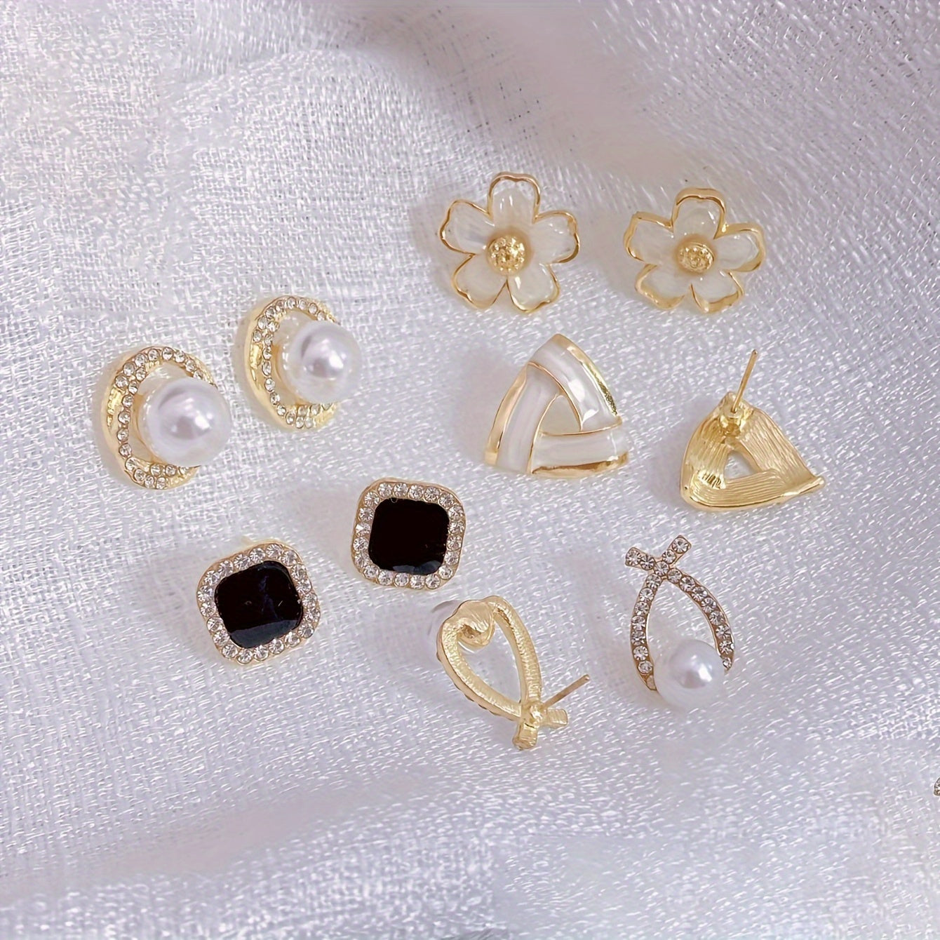 5 ta nozik gullar suv tomchisi dizayni bilan bezatilgan stud quloq bilaguzuklari, vintage uslubida, ayollar uchun Yangi yil sovg'asi.