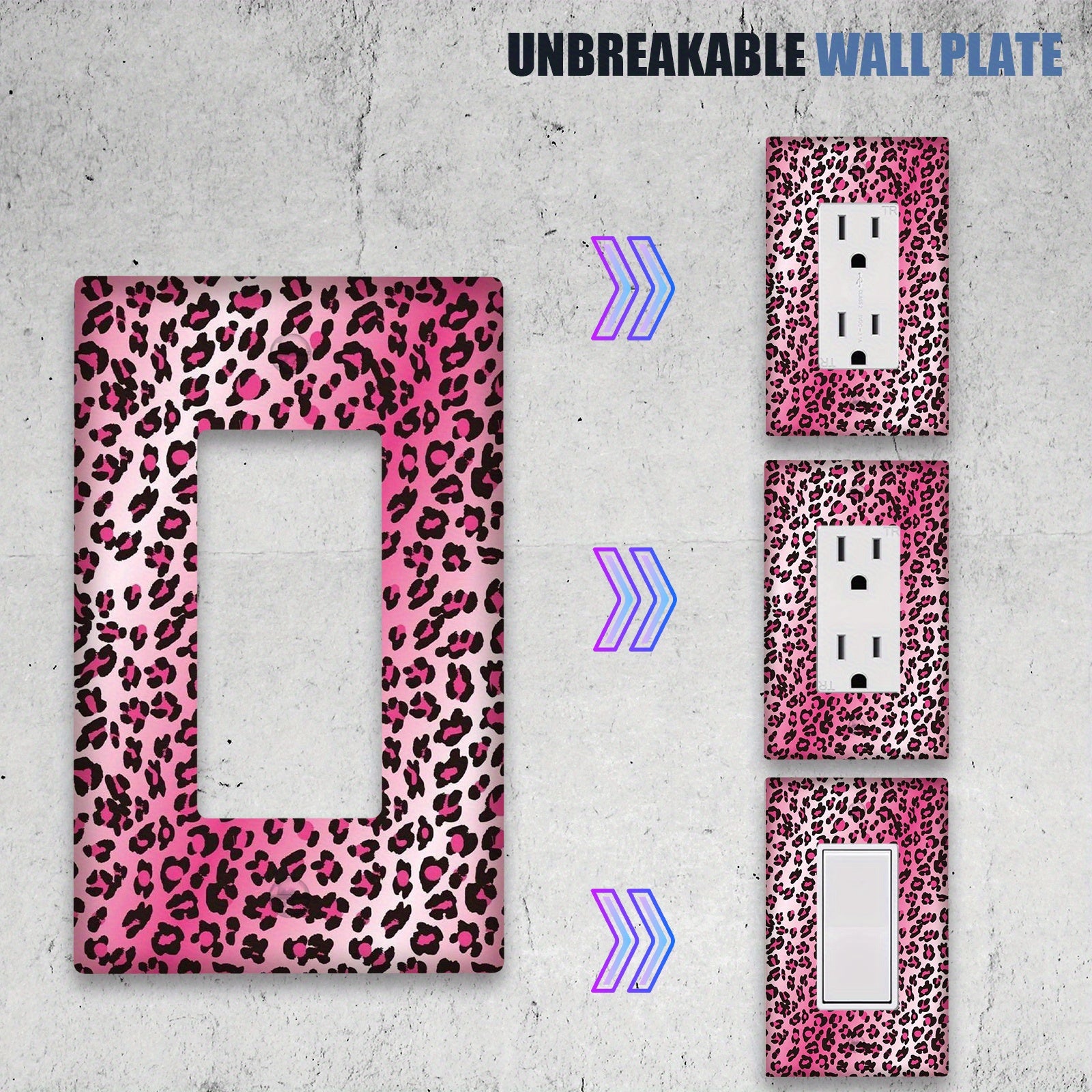 Розовая крышка для выключателя с леопардовым принтом на 1 или 2 переключателя
