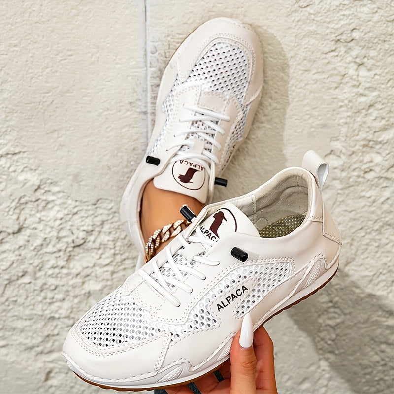 Women Breathable Mesh Sports Shoes Lightweight Slip-Resistant Casual Sneakers White Black