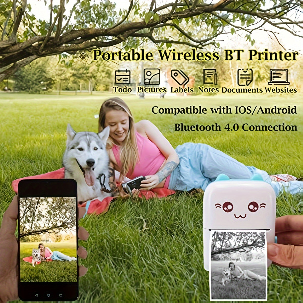 Portable Wireless Thermal Printer for Photos and Memos with App Connectivity