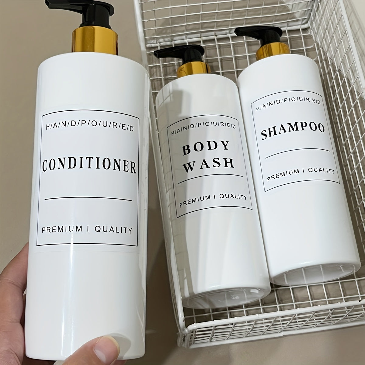 500ml Bathroom Shampoo Dispenser Set with Conditioner Body Wash and Soap Liquid Bottles