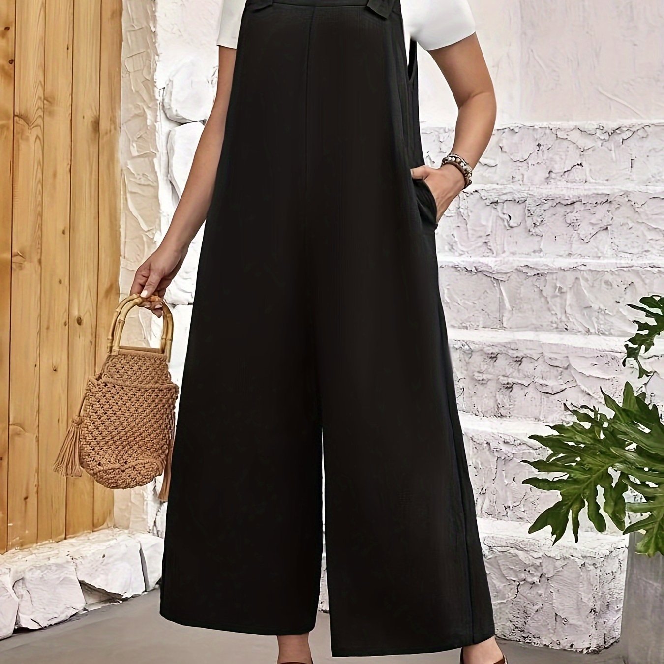 Plus Size Women's Summer Solid Color One-Piece Jumpsuit