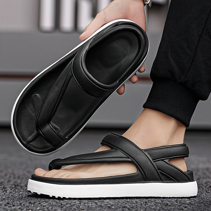 Women's EVA Flat Sandals Black and White Slip-On Open-Toe Casual Shoes