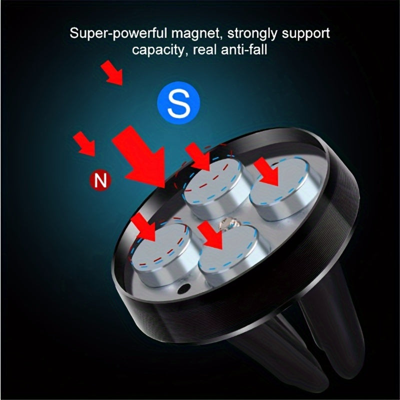 Car Phone Mount Aluminum Alloy Magnetic Holder for Dashboard and Air Vent