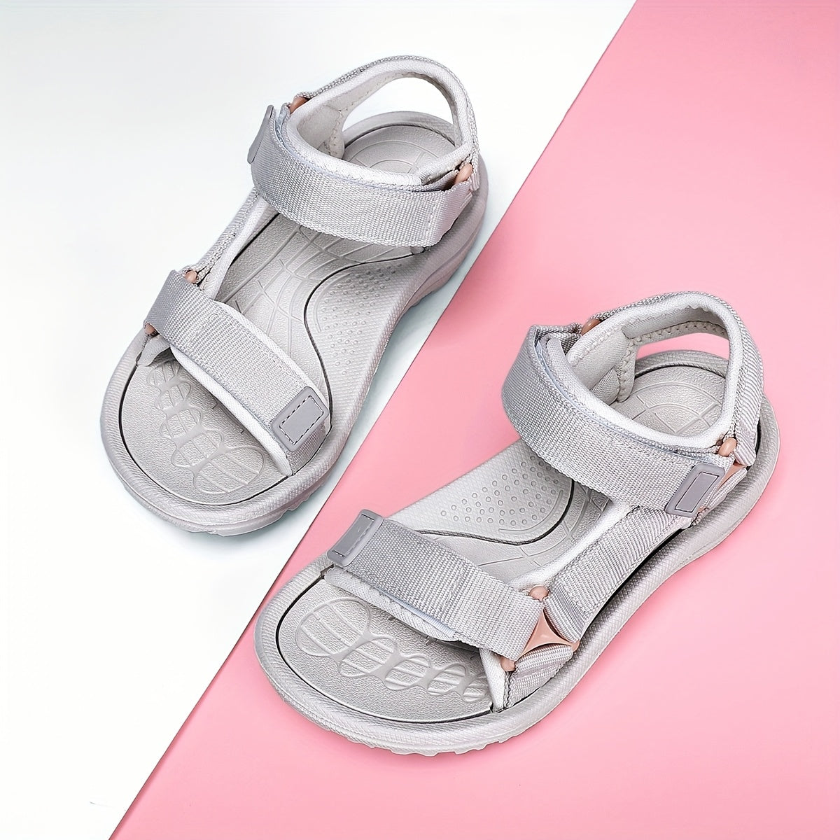 Sandalias de verano para niñas beige, transpirables, antideslizantes, de tela, calzado casual