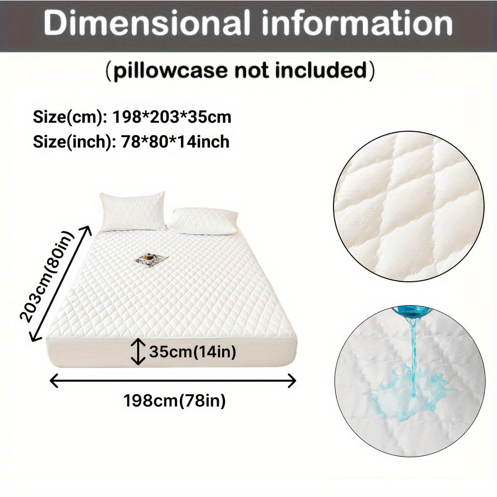 Waterproof Quilted Fitted Bed Sheet Protector for Single or Double Bed Gray White 1 Piece