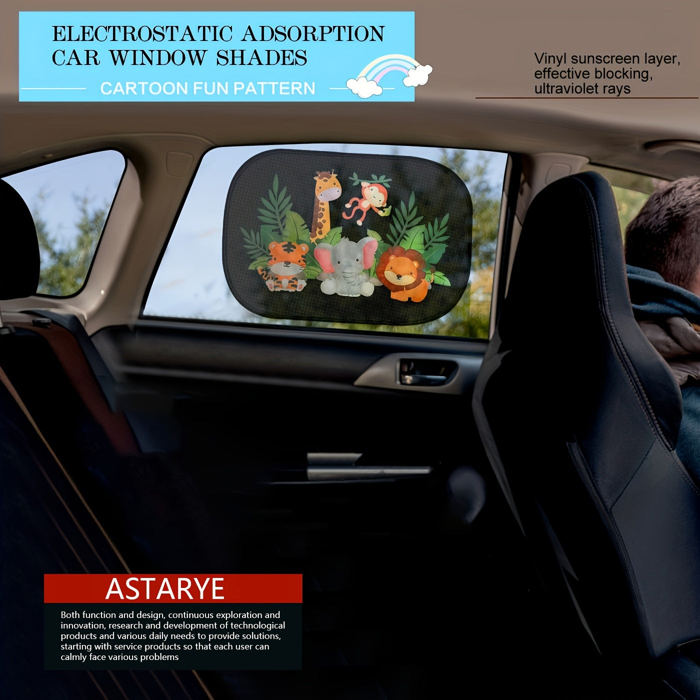 Universal avtomobil quyosh nuri himoyasi yon oynasi UV himoyasi 50cm x 31cm