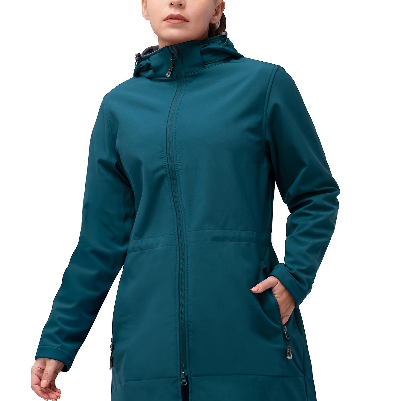 Women's Waterproof Softshell Jacket Hooded Fleece Lined Windproof Solid Color Fall Winter