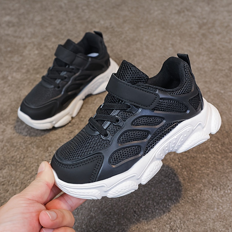 Дышащие сетчатые кроссовки для девочек, всесезонные нескользящие беговые туфли с застежкой на липучке