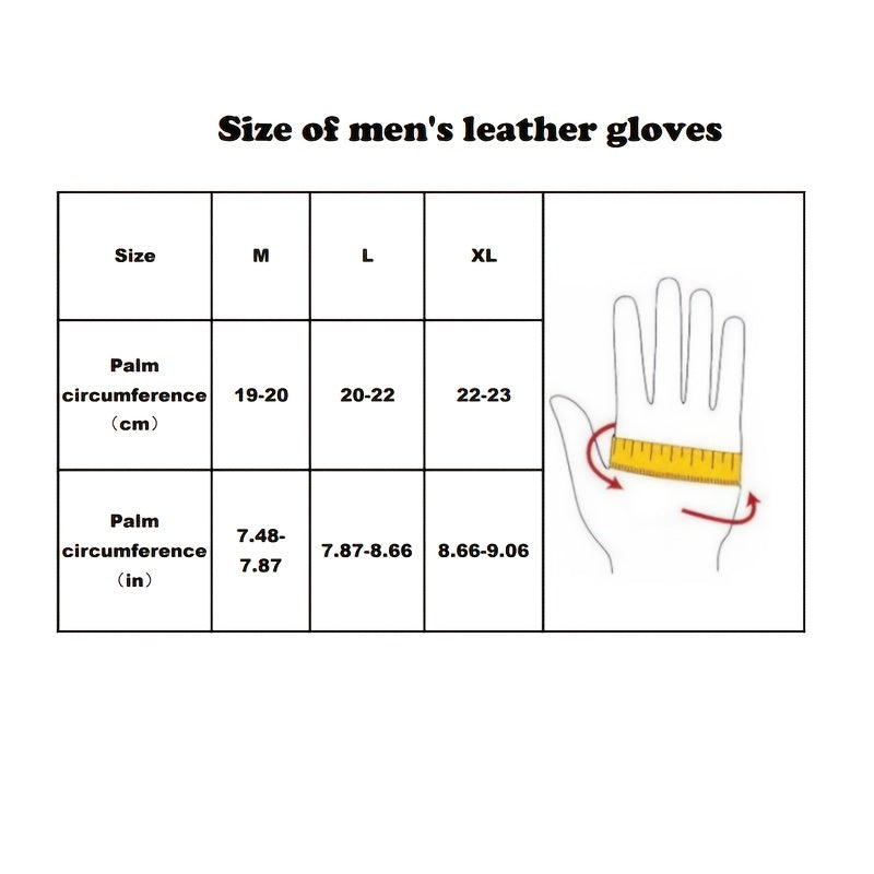 Men's Black Winter Gloves with Deer Pattern Goatskin Lining for Outdoor Driving