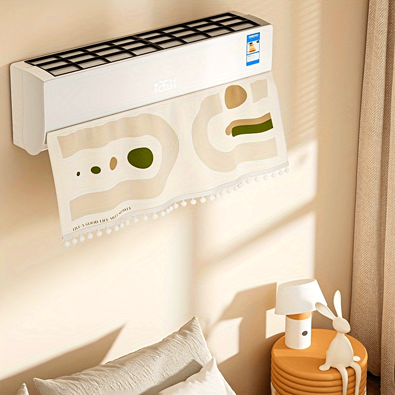 Universal Air Conditioner Wind Deflector Shield with Fabric Door Curtain