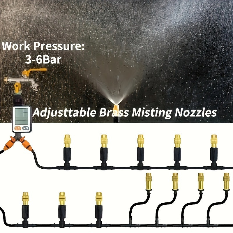 Уличная система охлаждения с туманом, диапазон 5-30 м, латунные распылители, сад, патио, теплица