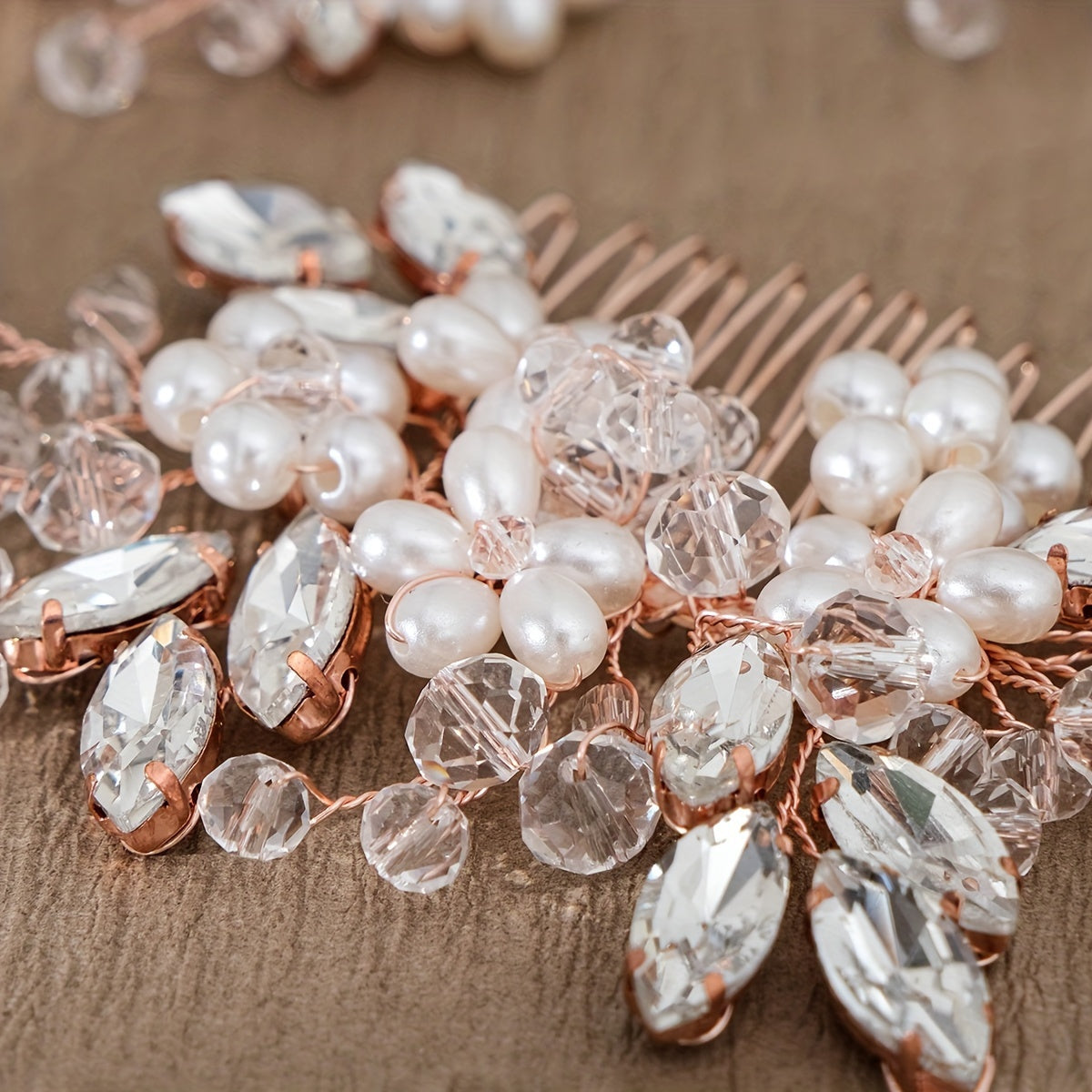 Pack of 3 Bridal Hair Accessories Faux Pearl Floral Hair Comb and Crystal Hair Pins