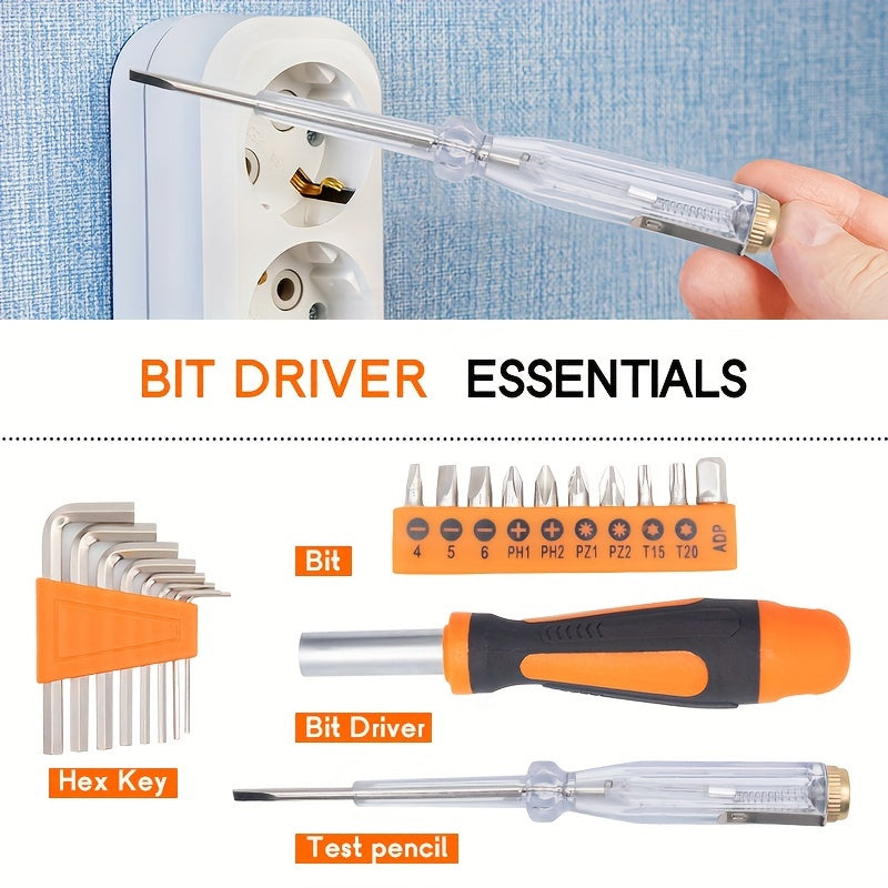 23-Piece Home Repair Tool Kit in Plastic Case Manual Hardware Tools Household Maintenance