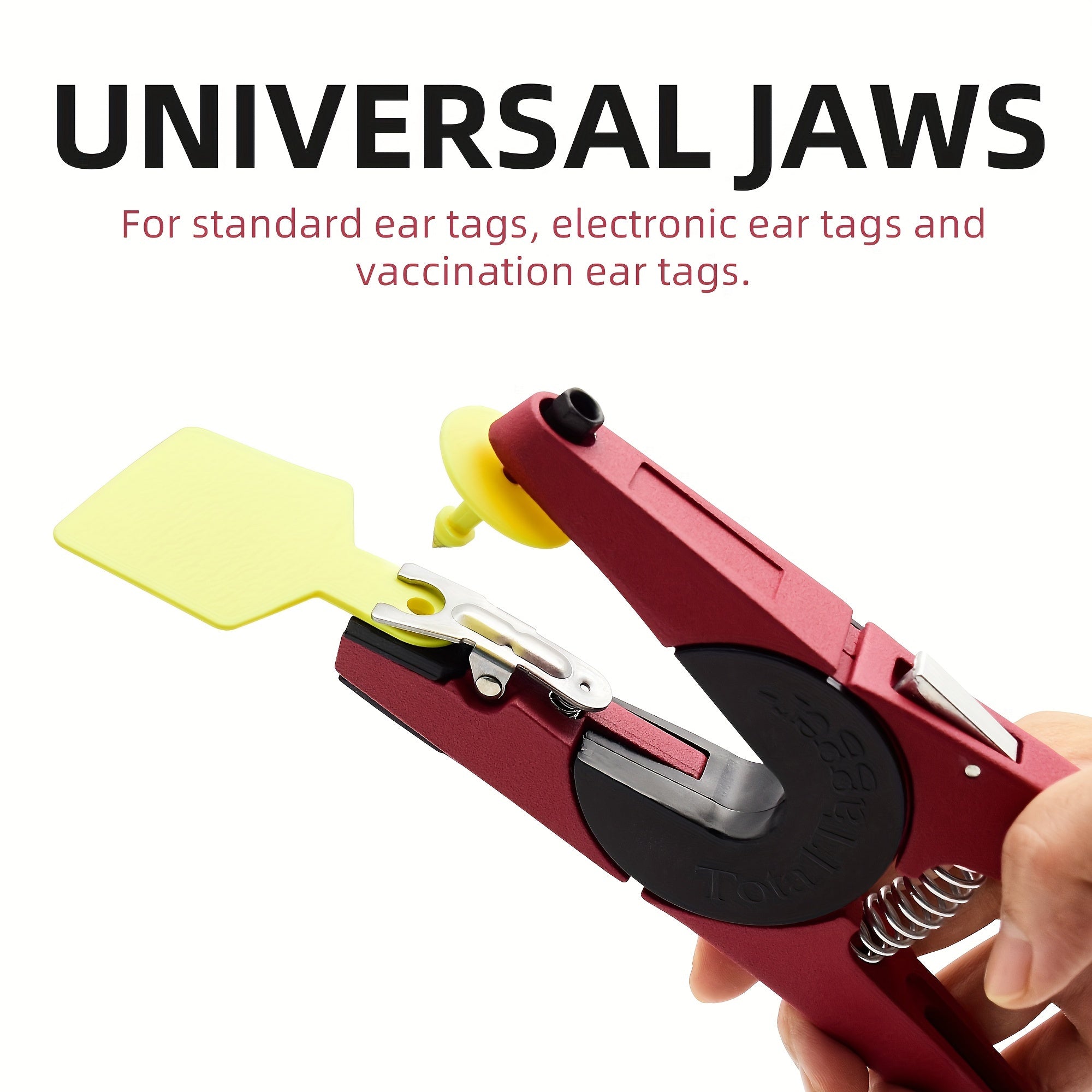 Turli hayvonlar uchun chorva mollari quloq belgilash plitalari - Qizil klassik model, 90 daraja o'rnatish asbobi.