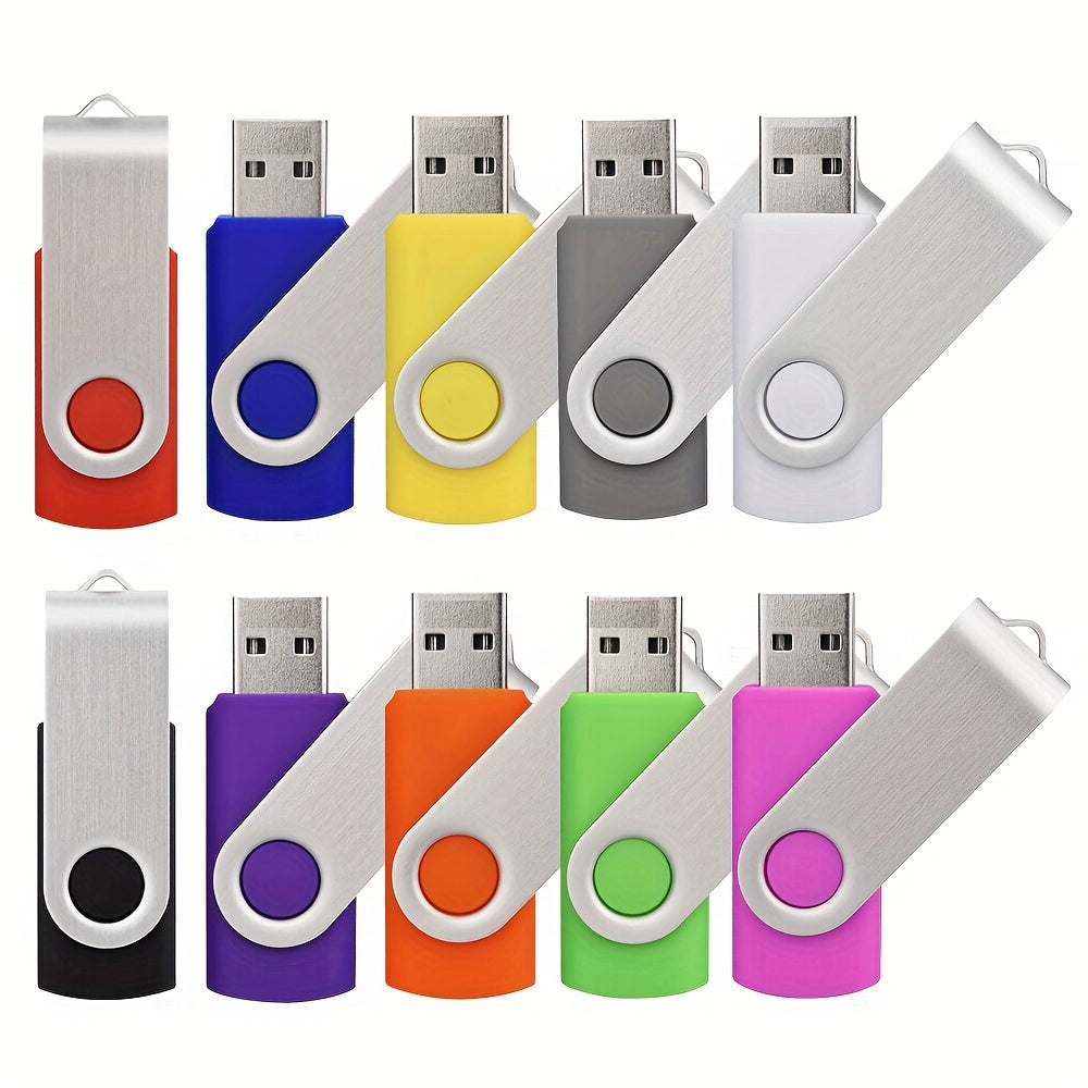 10 Pack USB Flash Drives 4GB to 64GB Metal Swivel Multi-Color Data Storage for PC Laptop