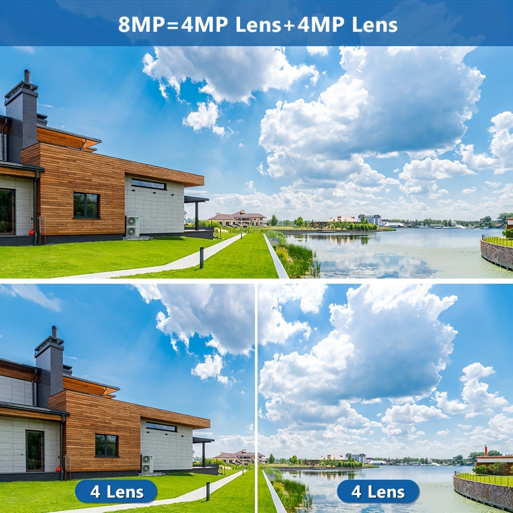 4K 8MP WiFi Security Camera with Human Detection Auto Tracking PTZ Night Vision Dual Lens Indoor Outdoor