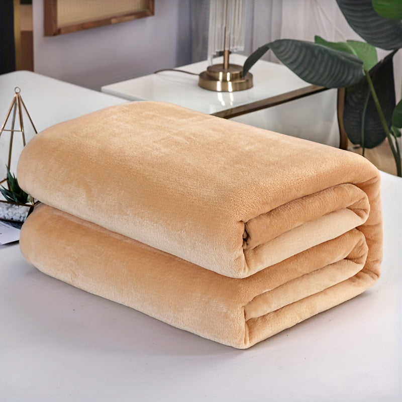 Ultra-Soft Flannel Blanket Solid Color Cozy Plush Bedding Cover for Couch Bed