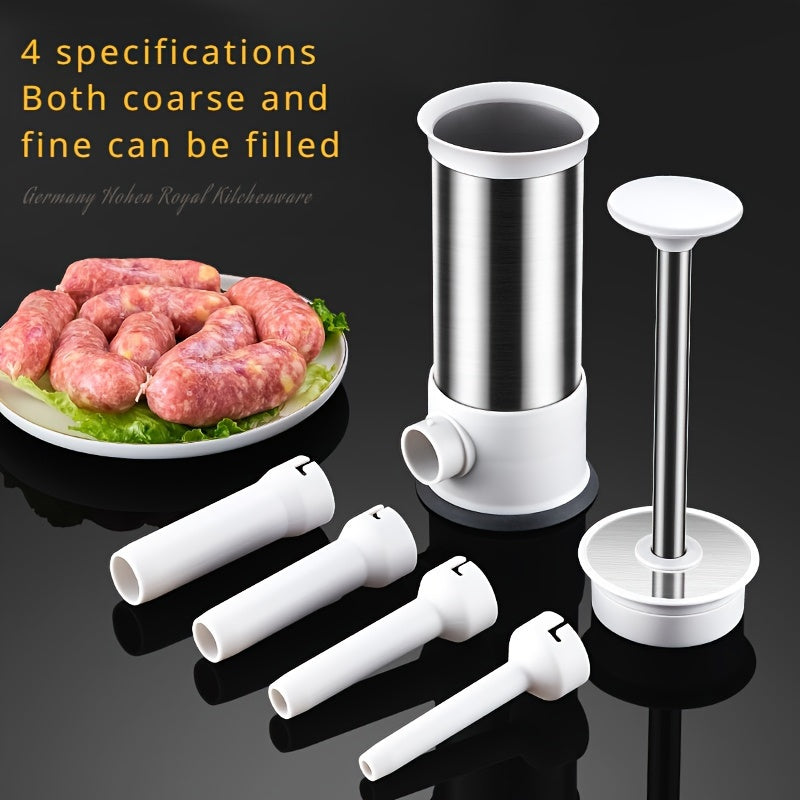 Stainless Steel Manual Sausage Stuffer Machine for Homemade Meat Sausages and Meatballs 2 or 5 Pieces