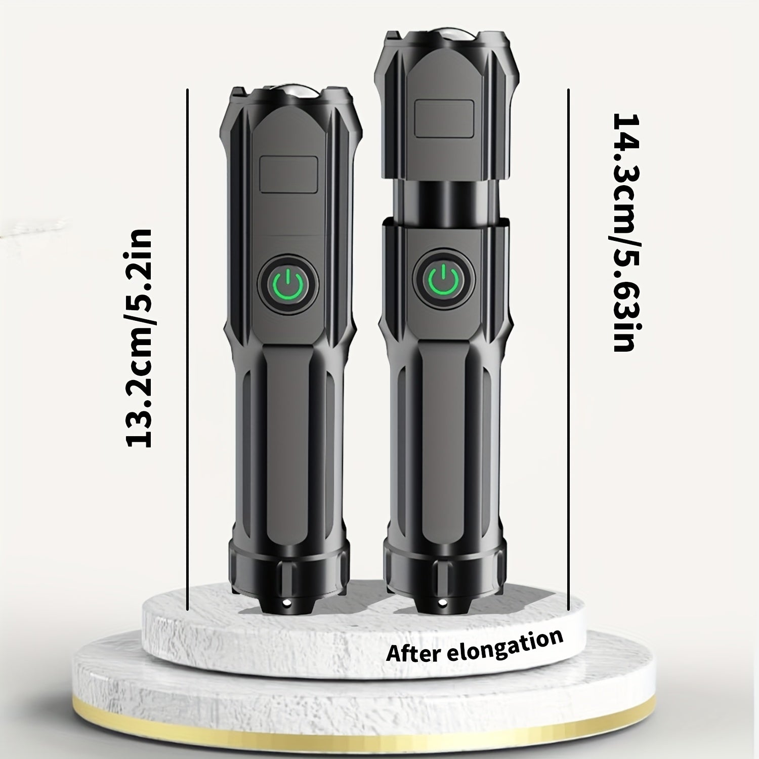 Rechargeable LED Flashlight with Telescopic Zoom and USB Charging 800mAh Battery