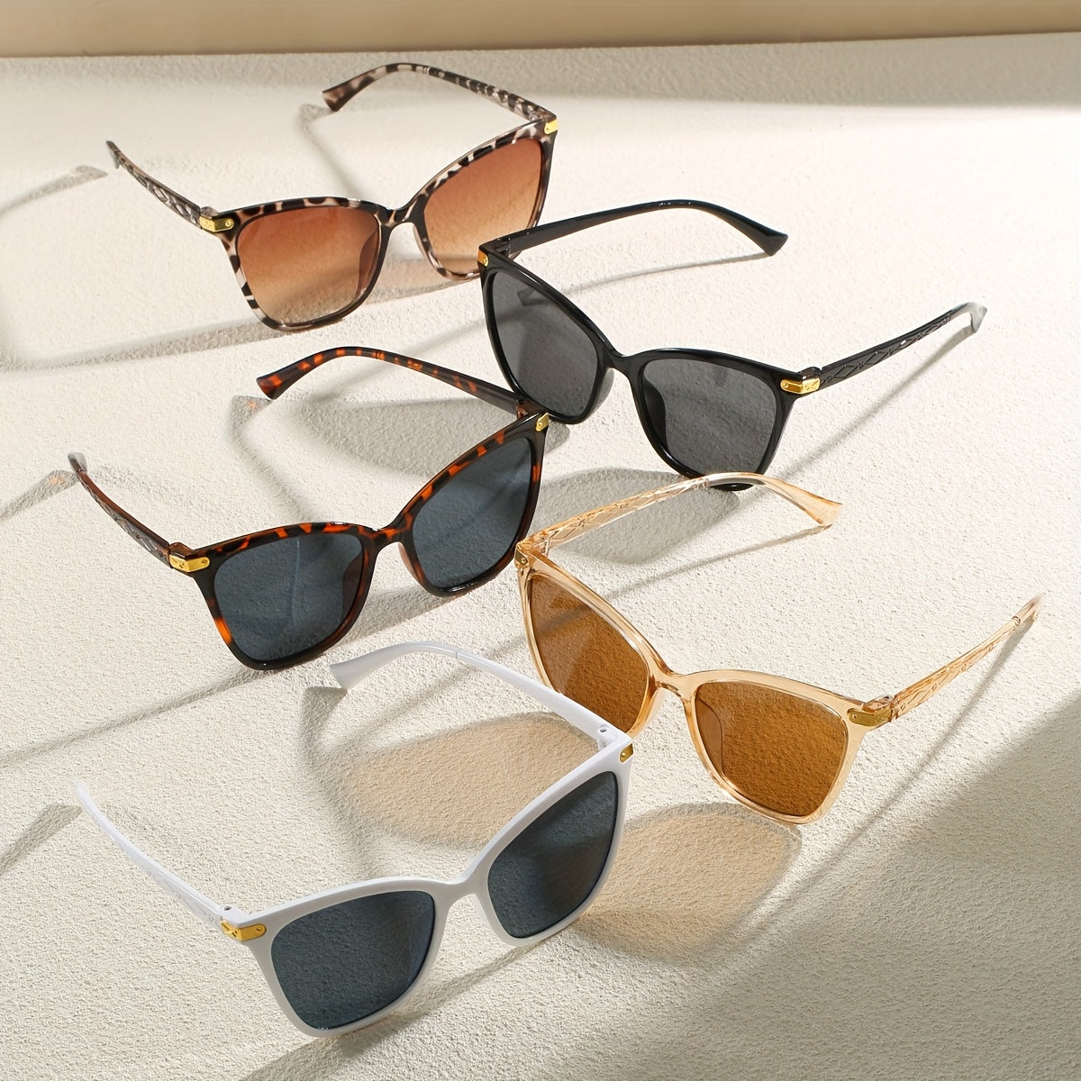 1-3 ta ayollar uchun zamonaviy bohem uslubidagi mushuk ko'zli ramkali ko'zoynaklar to'plami, kundalik norasmiy kiyim uchun mukammal.