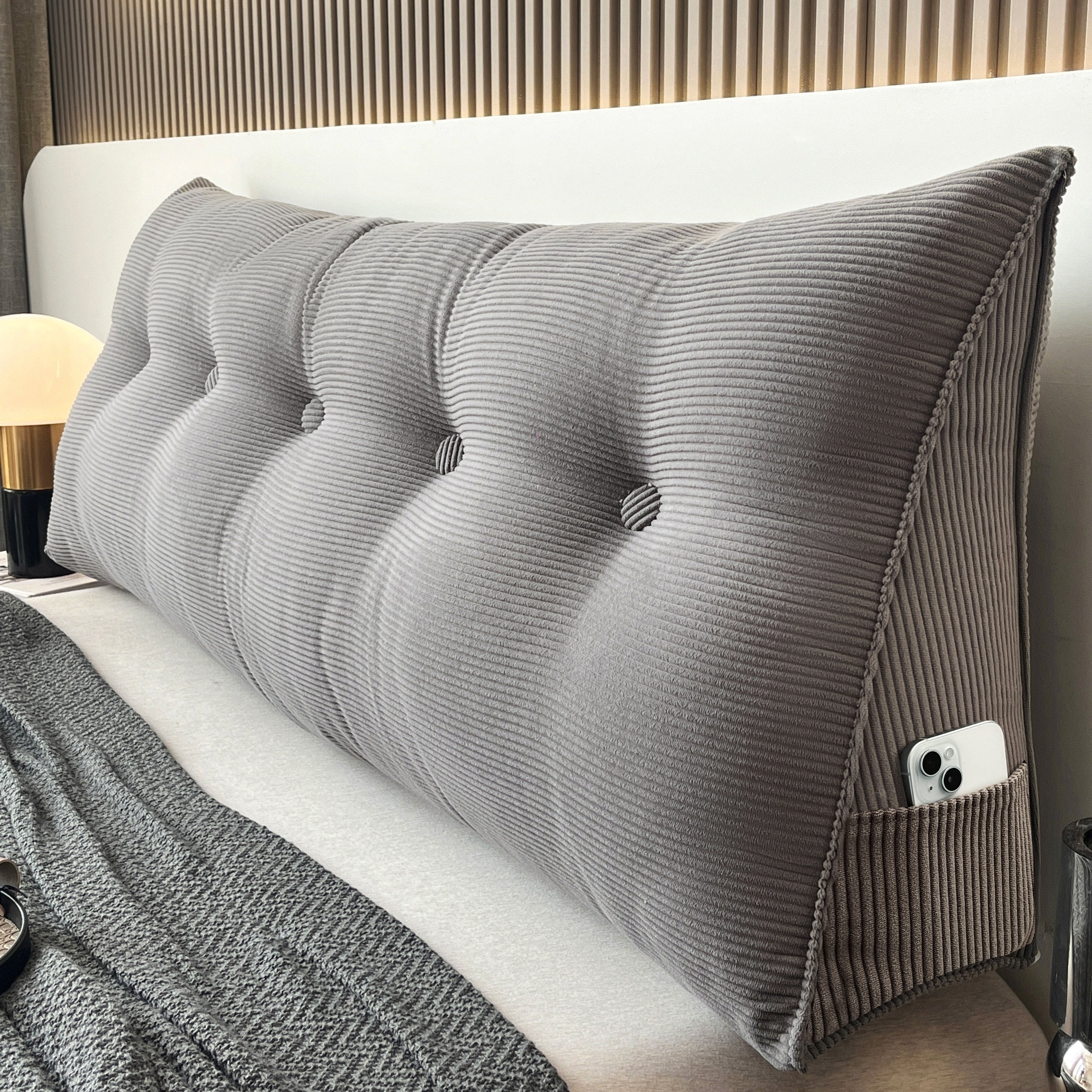 Подушка-кушетка для пола с полосатым дизайном, боковым хранением, мягкой поддержкой спины