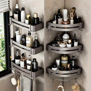 Wall-Mounted Bathroom Storage Rack Aluminum No-Drill Shower Shelf for Shampoo and Cosmetics