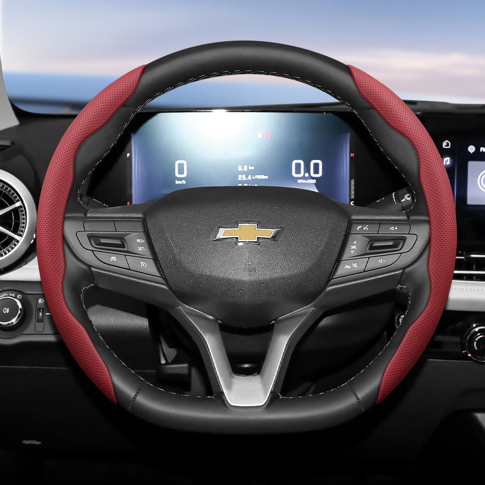 Universal Ventilated PU Leather Steering Wheel Cover, Quick-Release, Anti-Slip