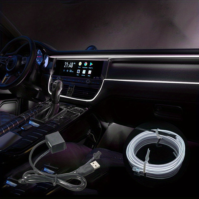Tira de neón LED para interior de coche, luz ambiental flexible, decoración USB