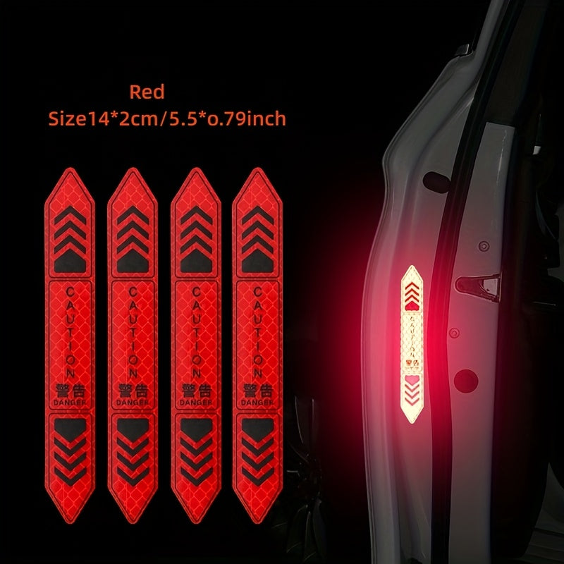 4pcs Car Reflective Stickers Safety Warning Visibility Enhancer