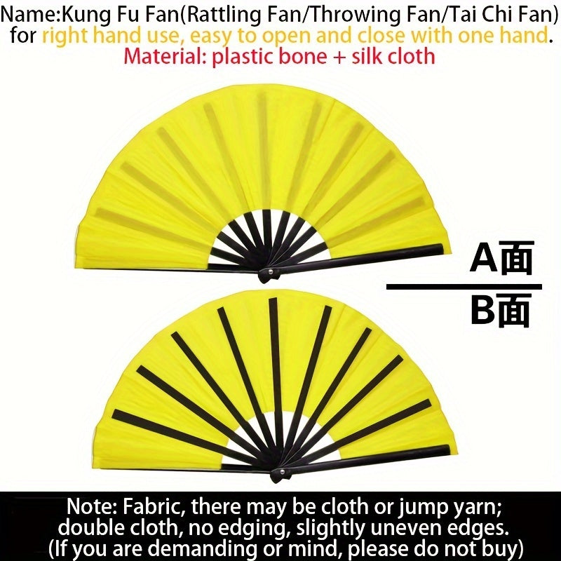 Foldable Nylon Cloth Fan for Dance Martial Arts Performance Non-Skid Grip