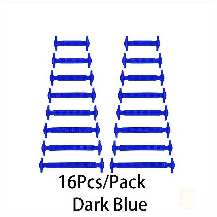16pcs High Elastic Silicone Lazy Shoelaces for Sneakers, No-Tie, Convenient